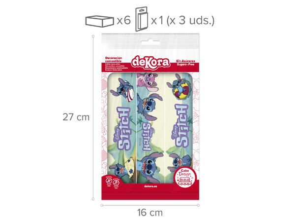 Stitch 3 Spiselige kakebånd  - 5x21cm hver 