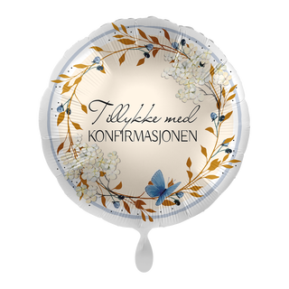 Tillykke med konfirmajsonen - Gylden 1 Folieballong rund - 17" - (43cm)