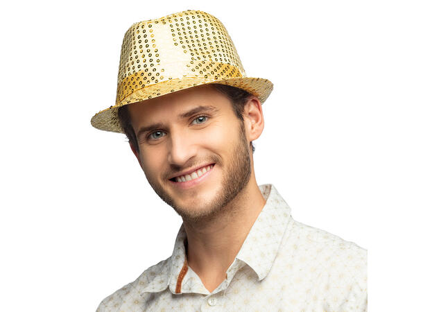 Trilbyhatt - Gull paljetter 1 Hatt til voksen - Onesize