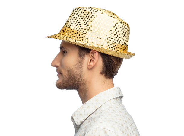 Trilbyhatt - Gull paljetter 1 Hatt til voksen - Onesize