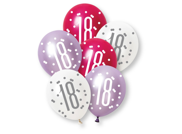 Ballonger - 168År - Rosa & Sølv 30cm - 6pk