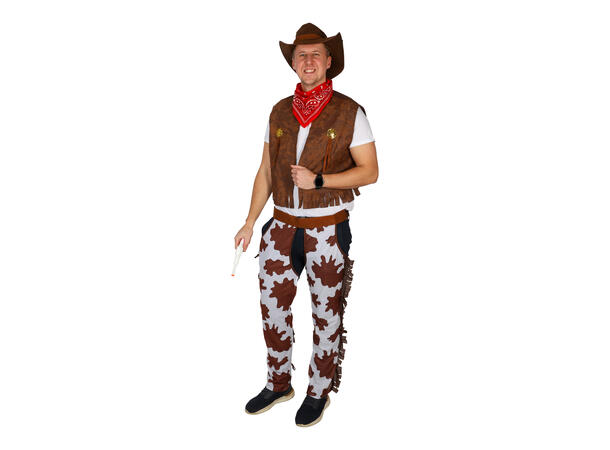 Cowboy sett - Voksen Vest, hatt, skjerf og chaps