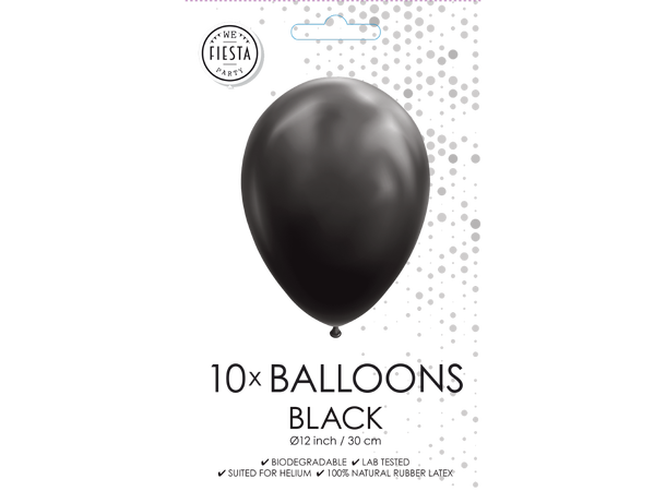 Gummiballonger - Black 10 Gummiballonger - 30cm (12") 