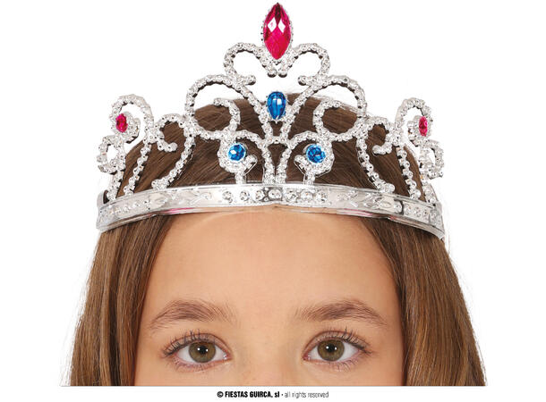 Tiara - Sølv m/stener 1 Tiara til barn i PVC 