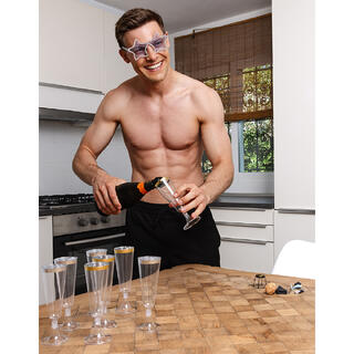 Champagneglass med gullkant 4 Plasglass - 14cl