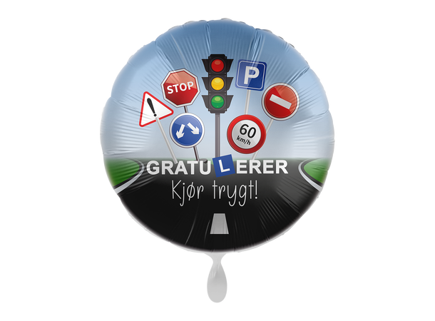 Gratulerer - Kjør Trygt! 1 Folieballong rund - 17" - (43cm) 