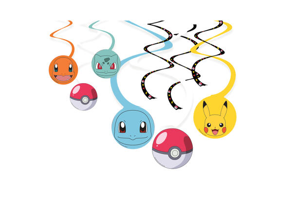 Pokemon 6 Hengedekorasjoner - 3x40cm og 3x60cm 