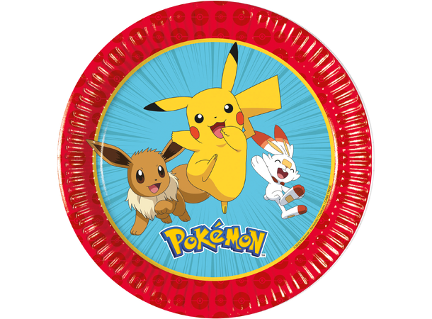 Pokemon 8 FSC Plastfrie tallerkener i papir-20cm