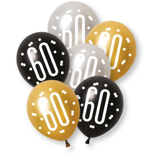 Ballonger - 60 År Sort 30cm - 6pk