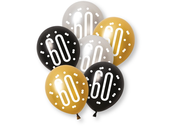 Ballonger - 60 År Sort 30cm - 6pk