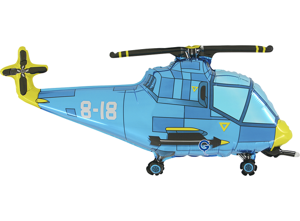 Blått helikopter 1 Folieballong med form - (94x39 cm) 