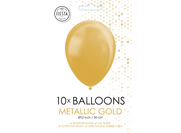Gummiballonger - Metallic Gold 10 Gummiballonger - 30cm (12") 