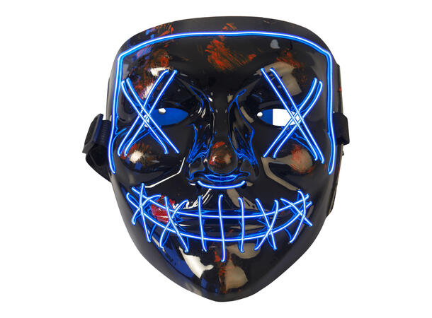 LED Maske - Horror - Blå 1maske med LED lys - 2xAA batt ikke inkl
