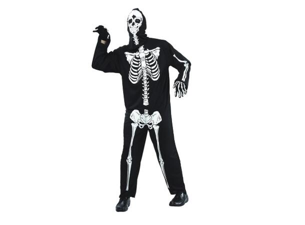 Skjelettkostyme - Onepiece og hette 1 Kostyme  JR - str 158-164