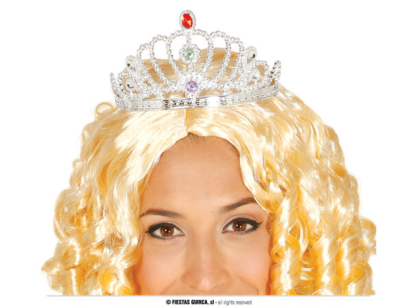 Sølvtiara til barn m/fargede stener 1 Tiara i PVC 