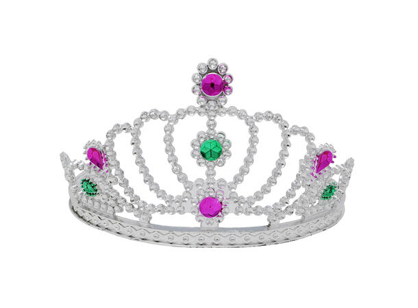 Sølvtiara til barn m/fargede stener 1 Tiara i PVC 