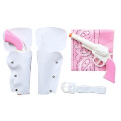 Utkledningssett - Rosa Cowboy 2 stk hvite pistoler m/hylster, bandana