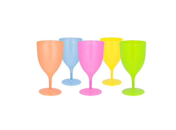 Vinglass i neonfarger - 5 farger ass 10  Vinglass i plast - 3,5dl 