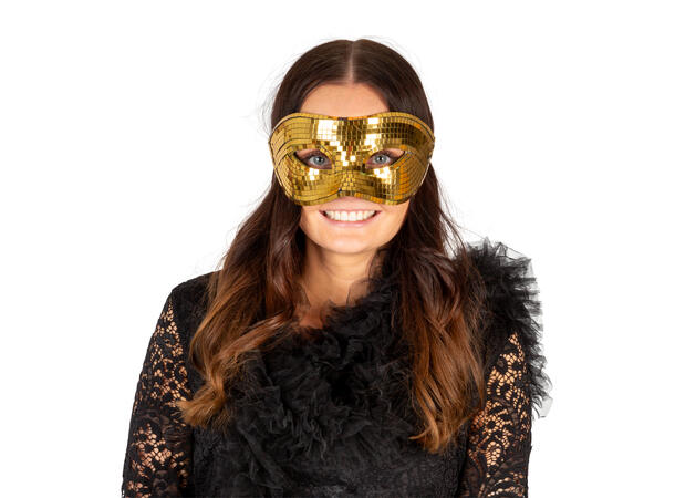 Øyemaske med dicokule speil - gull 1 Maske i plast - Onesize