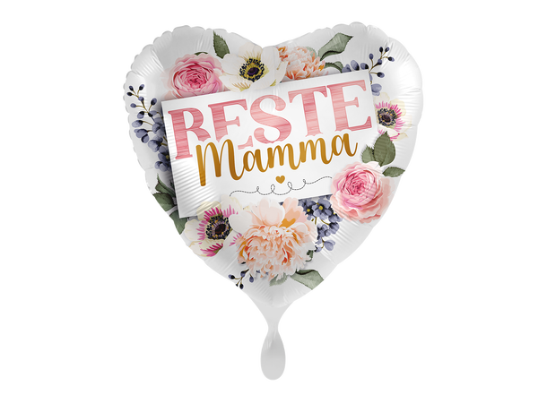 Beste Mamma - Pastell blomster 1 Folieballong hjerte - 17" - (43cm)