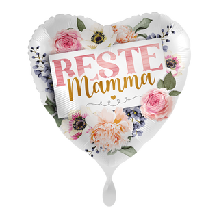 Beste Mamma - Pastell blomster 1 Folieballong hjerte - 17" - (43cm)