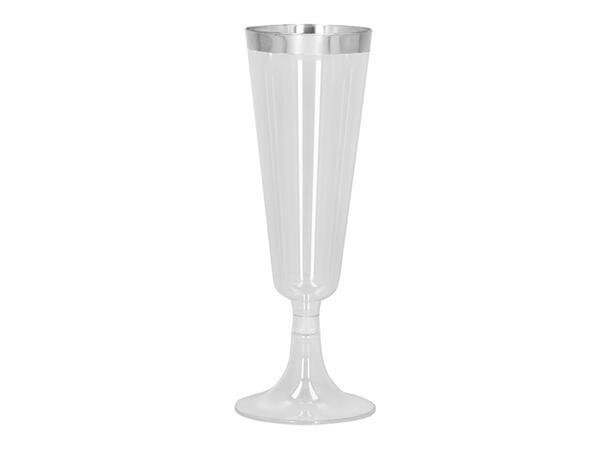 Champagneglass med sølvkant 4 Plasglass - 14cl 