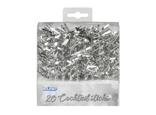 Coctailpinner - Sølv frynser 20 Cocktailpinner - 10cm