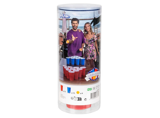 Drikkelek - Beer pong Innhold 22 plastglass, 4 baller 