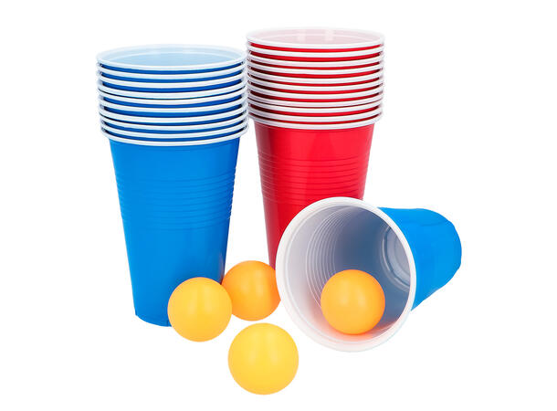 Drikkelek - Beer pong Innhold 22 plastglass, 4 baller 