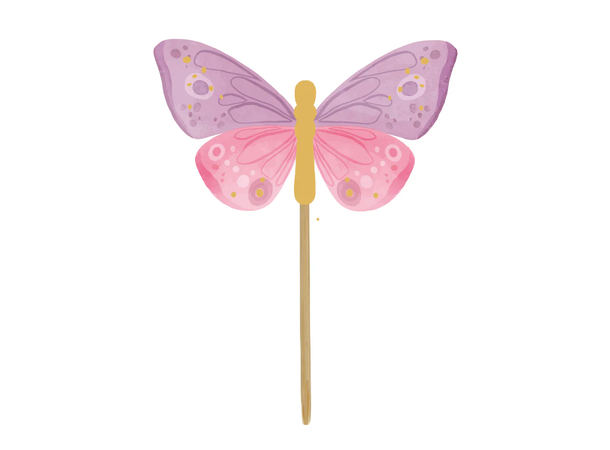 Sommerfugl pastel 12 Kaketopper på pinne - 4-6cm 