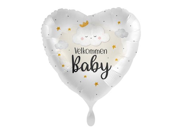 Velkommen baby 1 Folieballong hjerte - 17" - (43cm) 