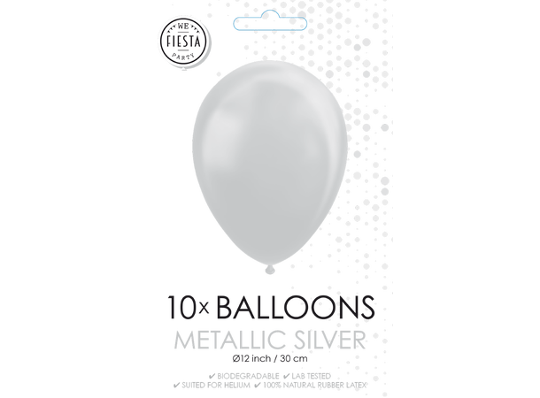 Gummiballonger - Metallic Silver 10 Gummiballonger - 30cm (12") 