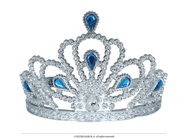 Tiara til barn - Sølv m/blå stener 1 Tiara til barn i PVC 