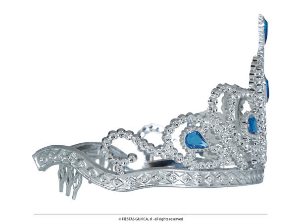 Tiara til barn - Sølv m/blå stener 1 Tiara til barn i PVC 