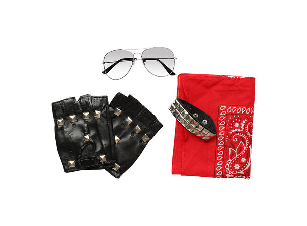 Utkledningssett - Punk Rock Briller, Bandana, hansker og armbånd