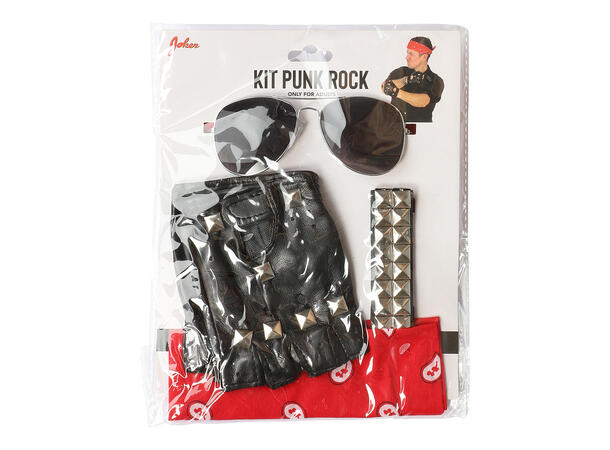 Utkledningssett - Punk Rock Briller, Bandana, hansker og armbånd