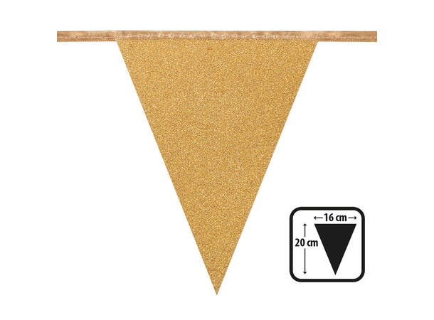 Flaggbanner - Gull glitter 1 Flaggbanner i papir - 20x16cm x 6m