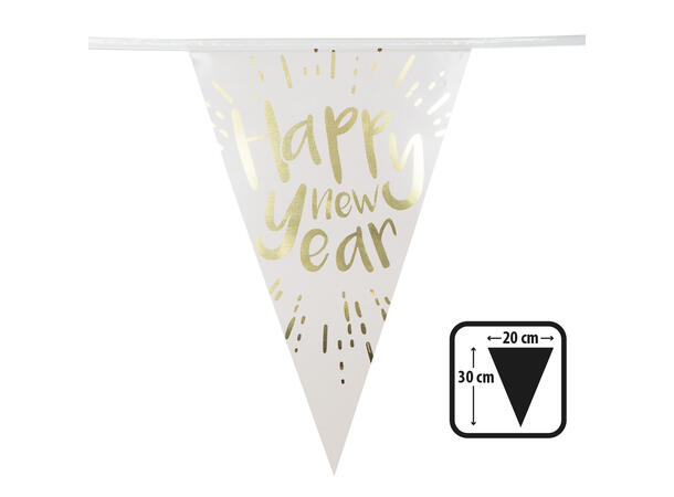 Flaggbanner - Happy New Year 1 Flaggbanner i plast - 20x30cm x 4m