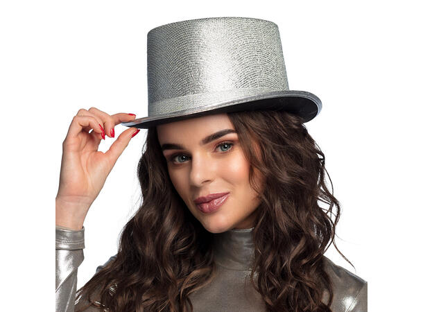 Flosshatt - Glitter sølv 1 hatt til voksen - Polyester - 59cm