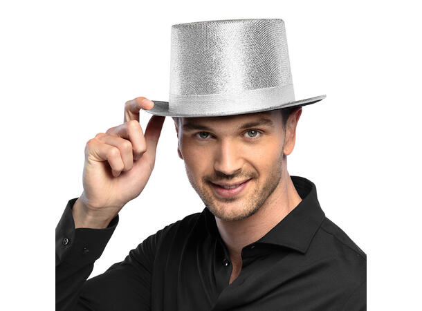 Flosshatt - Glitter sølv 1 hatt til voksen - Polyester - 59cm