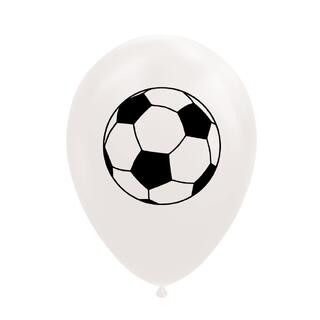 Fotball - Hvit med sorte baller 8 Gummiballonger - 30cm (12")