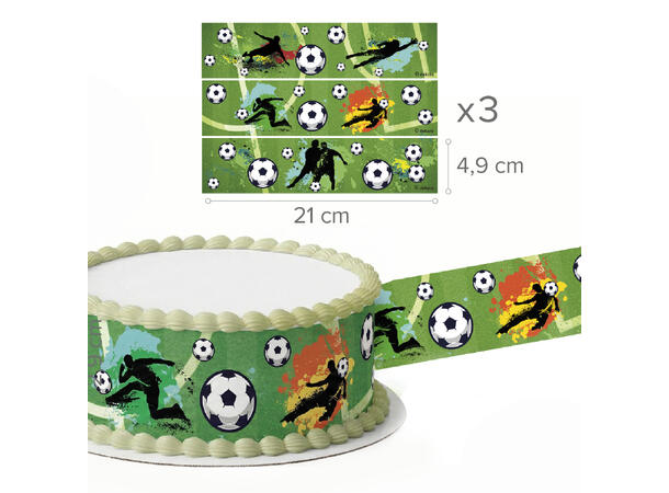 Fotball 3 Spiselige kakebånd - 5x21cm hver 
