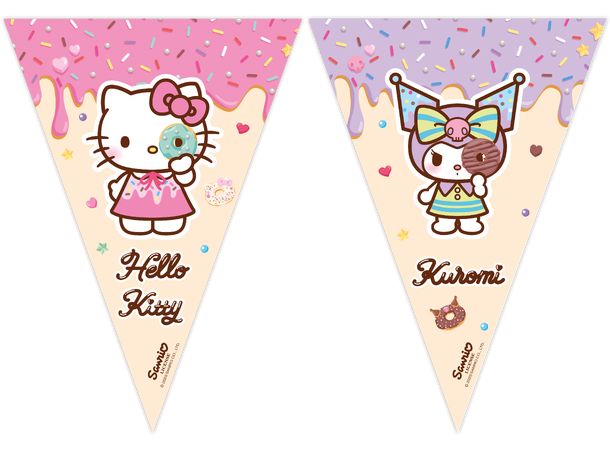 Hello Kitty & Kuromi 1 FSC - Papir flaggbanner (9 flagg) 