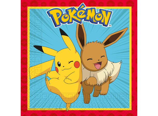 Pokemon 20 Tolags papirservietter - 33x33cm