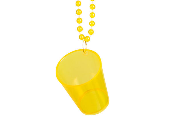 Shotglass i kjede - 4 farger 24 stk:  12 rosa, 4 blå/grønn/oransje