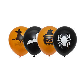 Ballonger - Halloween - Sort/oransje 6 Gummiballonger - 30cm