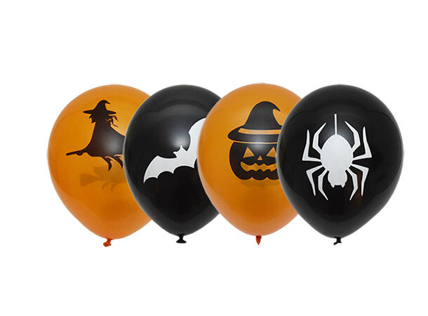 Ballonger - Halloween - Sort/oransje 6 Gummiballonger - 30cm