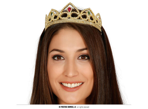 Gulltiara - m/fargede stener 1 Tiara i PVC 