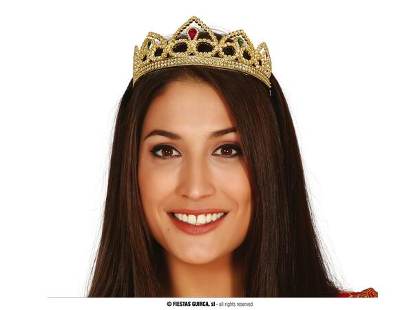 Gulltiara - m/fargede stener 1 Tiara i PVC 