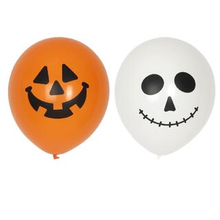 Halloween ballonger - Hvit/oransje 6 gummiballonger - 30cm (12")